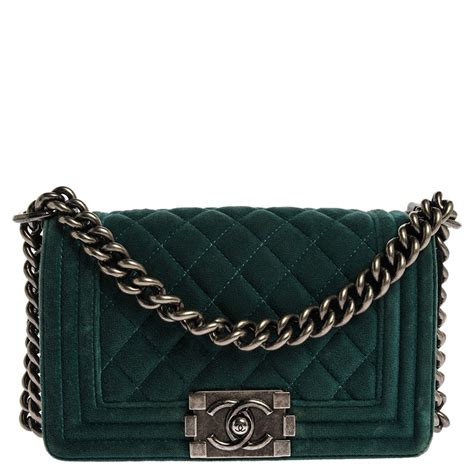 chanel green velvet boy bag|chanel velvet flap bag.